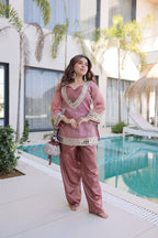 Premium Mirror Work Top Pant Set with Designer Batwa
