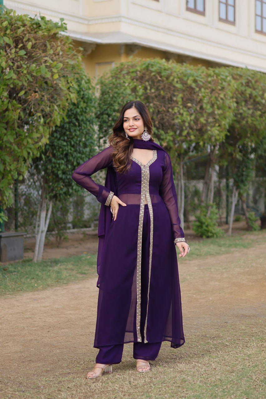 Premium Embroidered Kurti Pant & Dupatta Set