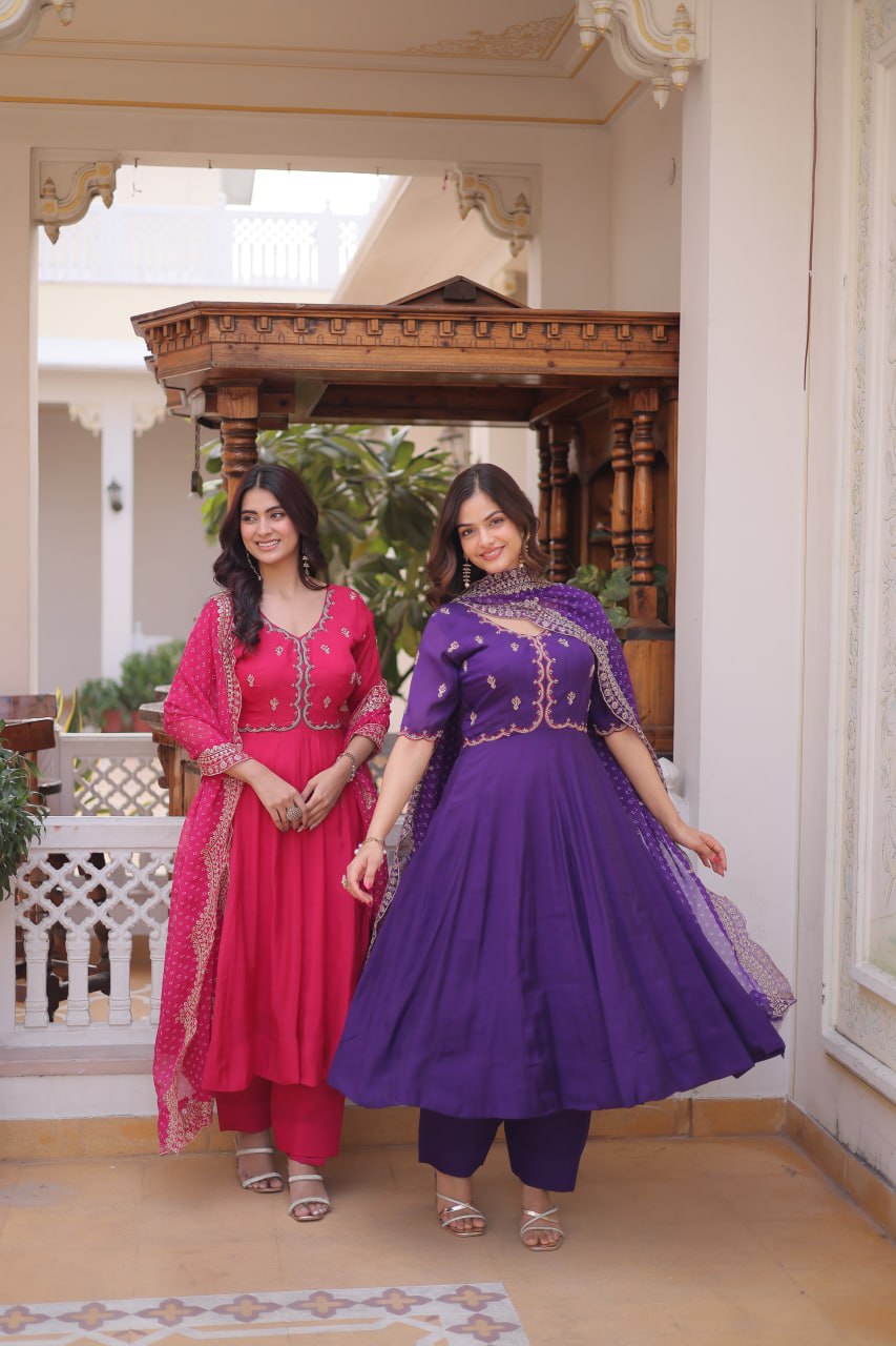 Premium Designer Mul Chanderi Kurti Pant Dupatta Set