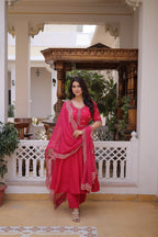Premium Designer Mul Chanderi Kurti Pant Dupatta Set