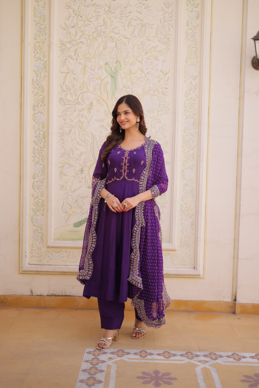 Premium Designer Mul Chanderi Kurti Pant Dupatta Set