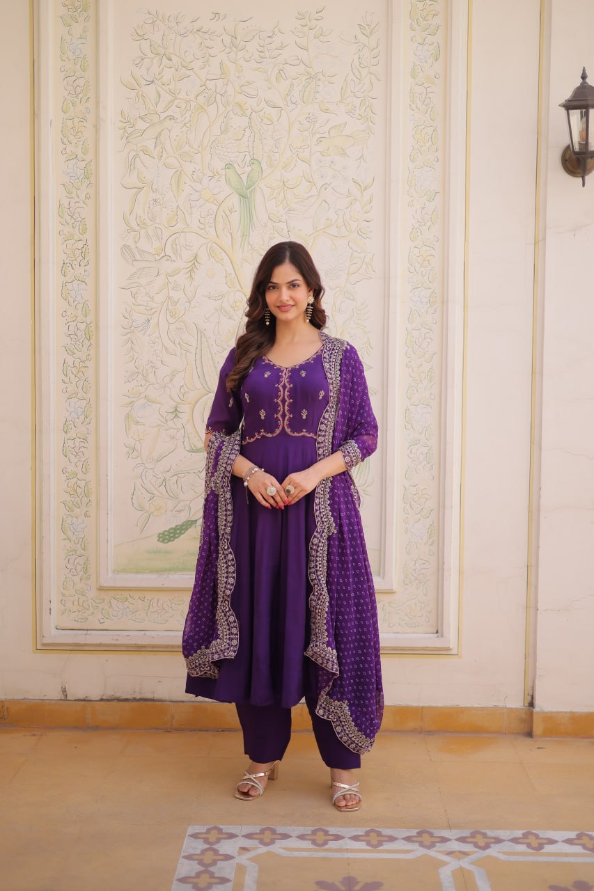 Premium Designer Mul Chanderi Kurti Pant Dupatta Set