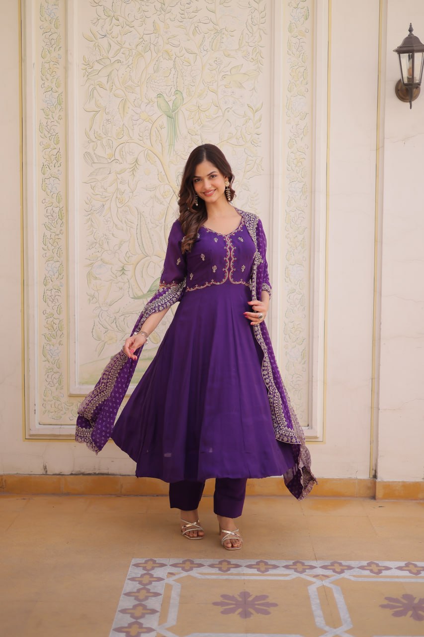 Premium Designer Mul Chanderi Kurti Pant Dupatta Set