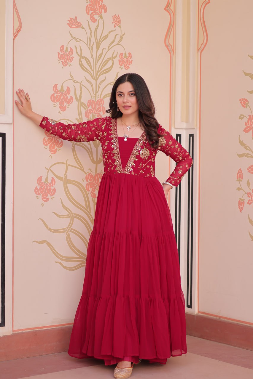 Premium Zari Embroidered Designer Gown - Party Wear Outfit