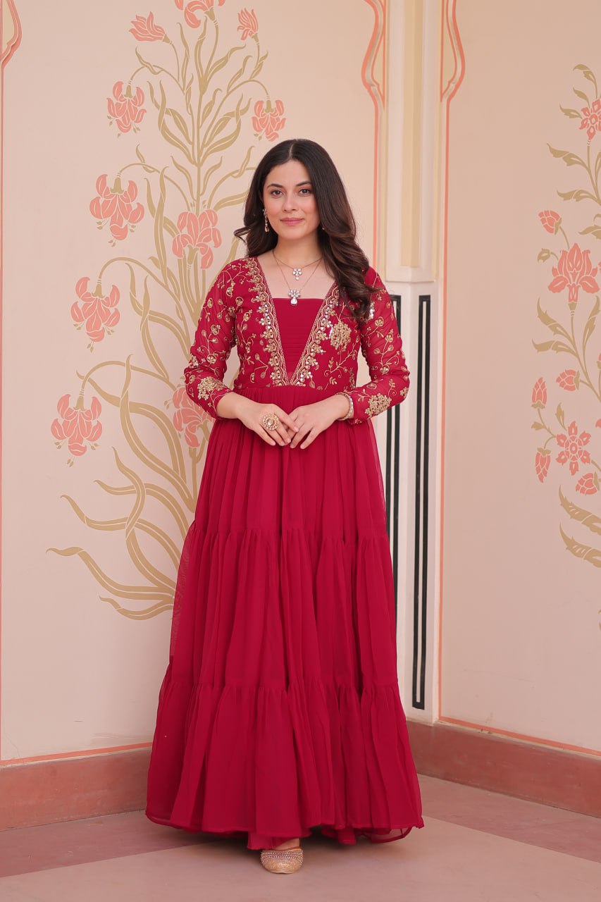 Premium Zari Embroidered Designer Gown - Party Wear Outfit