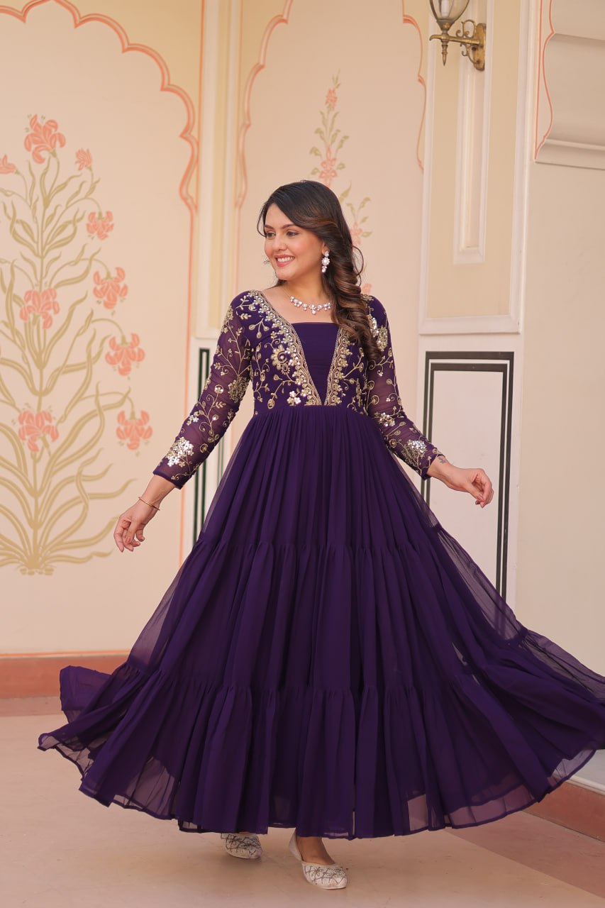 Premium Zari Embroidered Designer Gown - Party Wear Outfit