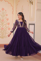 Premium Zari Embroidered Designer Gown - Party Wear Outfit