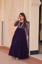 Premium Zari Embroidered Designer Gown - Party Wear Outfit
