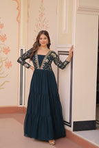 Premium Zari Embroidered Designer Gown - Party Wear Outfit