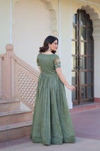 Premium Designer Embroidered Koti With Flared Gown Set
