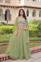 Premium Beads Embroidered Lehenga Choli with Designer Shrug
