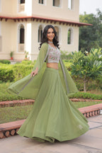 Premium Beads Embroidered Lehenga Choli with Designer Shrug