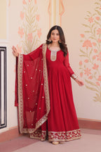 Premium Designer Embroidered Gown with Dupatta Set