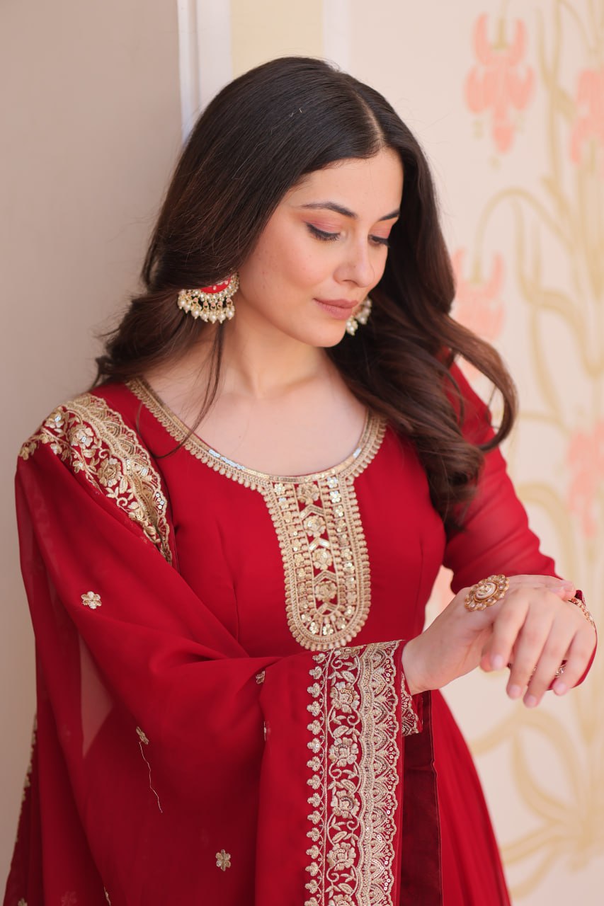 Premium Designer Embroidered Gown with Dupatta Set