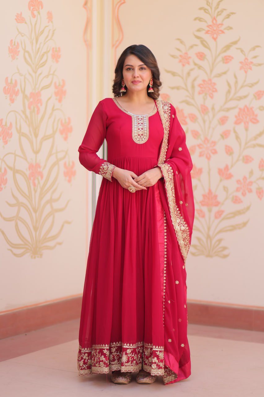 Premium Designer Embroidered Gown with Dupatta Set