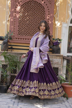 Premium Star Georgette Embroidered Gown With Dupatta