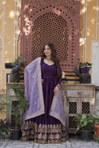 Premium Star Georgette Embroidered Gown With Dupatta