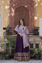 Premium Star Georgette Embroidered Gown With Dupatta