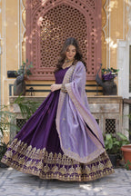 Premium Star Georgette Embroidered Gown With Dupatta