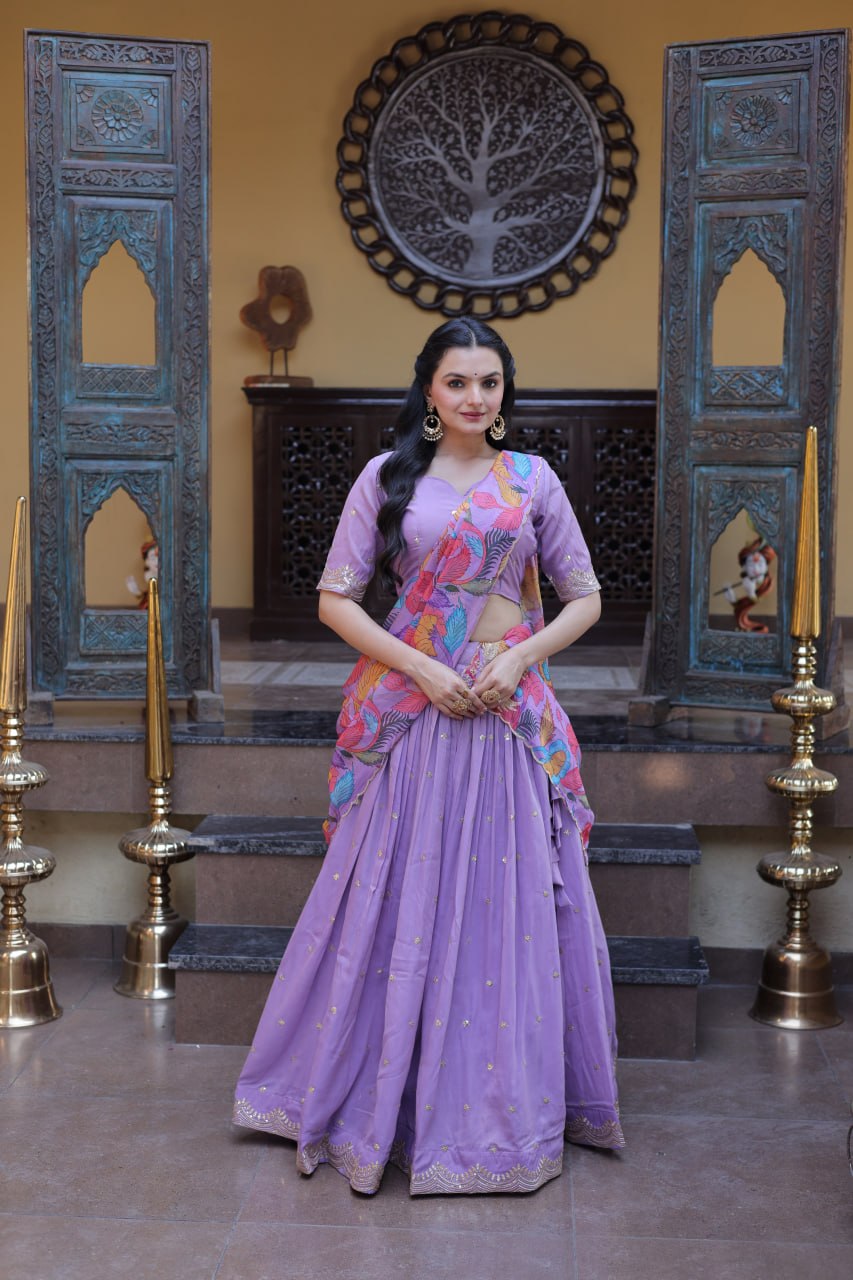 Premium Cosmos Silk Lehenga Choli with Printed Dupatta