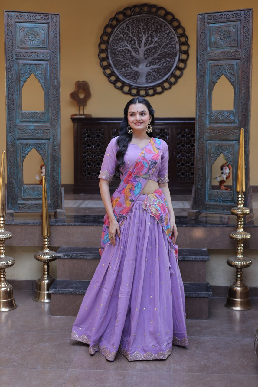 Premium Cosmos Silk Lehenga Choli with Printed Dupatta