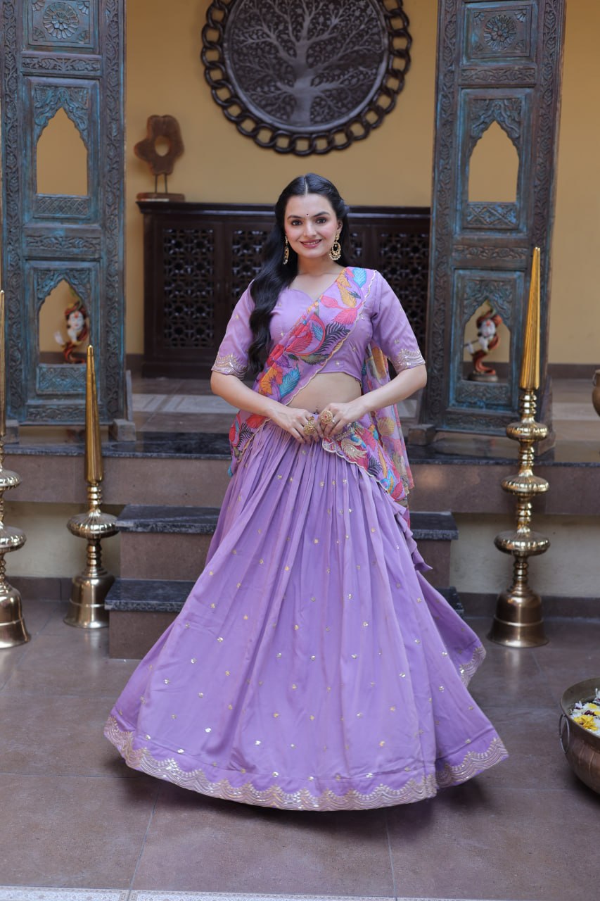 Premium Cosmos Silk Lehenga Choli with Printed Dupatta