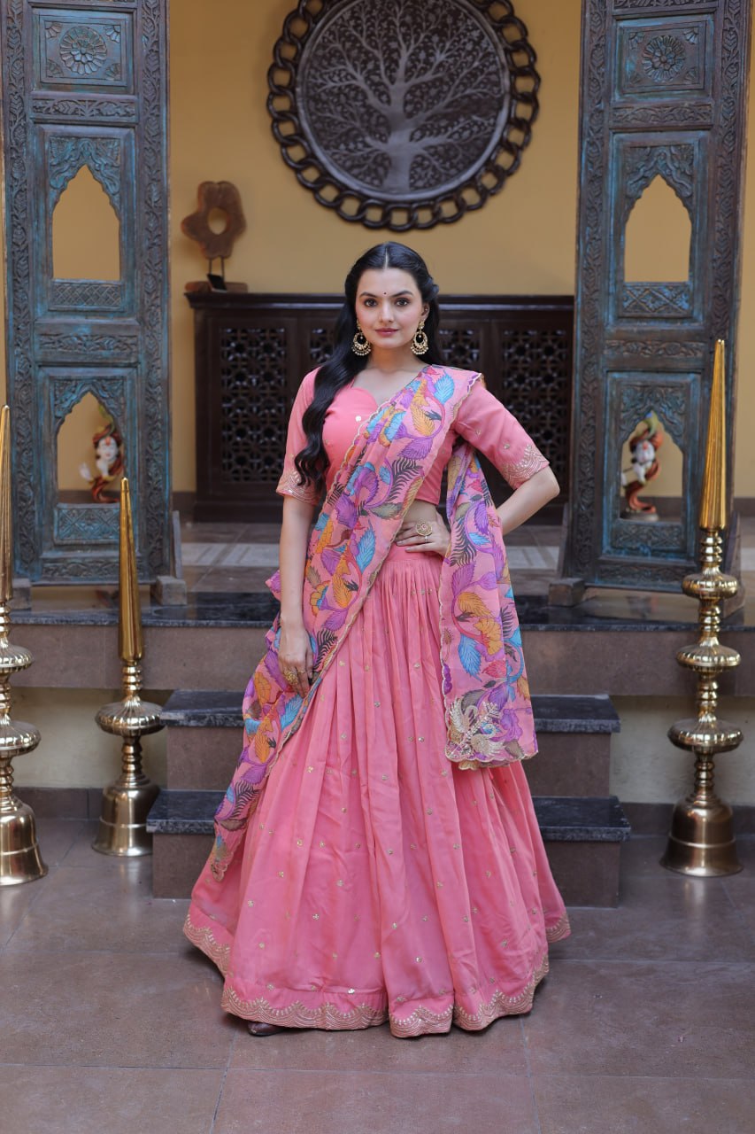 Premium Cosmos Silk Lehenga Choli with Printed Dupatta