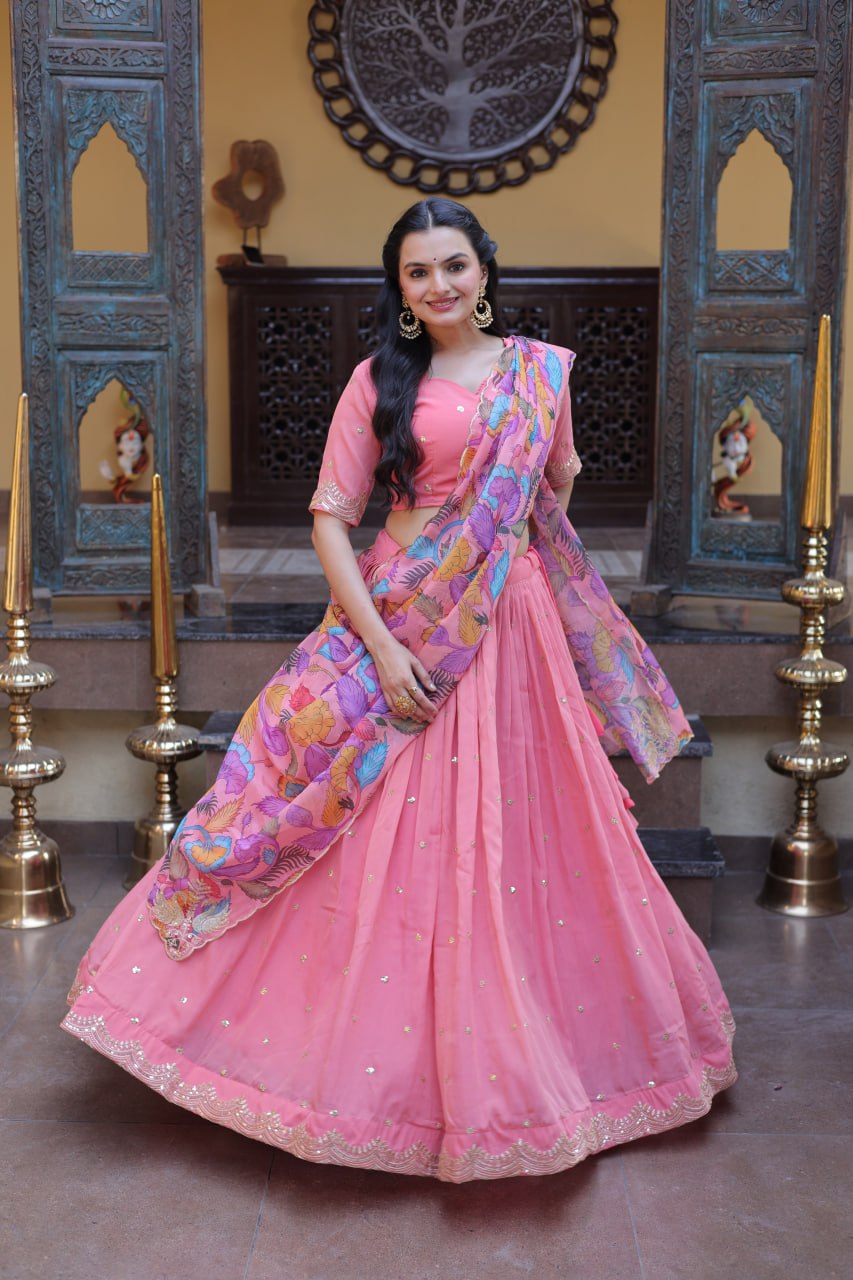 Premium Cosmos Silk Lehenga Choli with Printed Dupatta