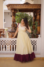 Premium Cotton Embroidered Party Wear Gown for Women