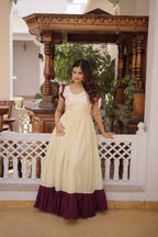 Premium Cotton Embroidered Party Wear Gown for Women