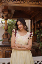 Premium Cotton Embroidered Party Wear Gown for Women