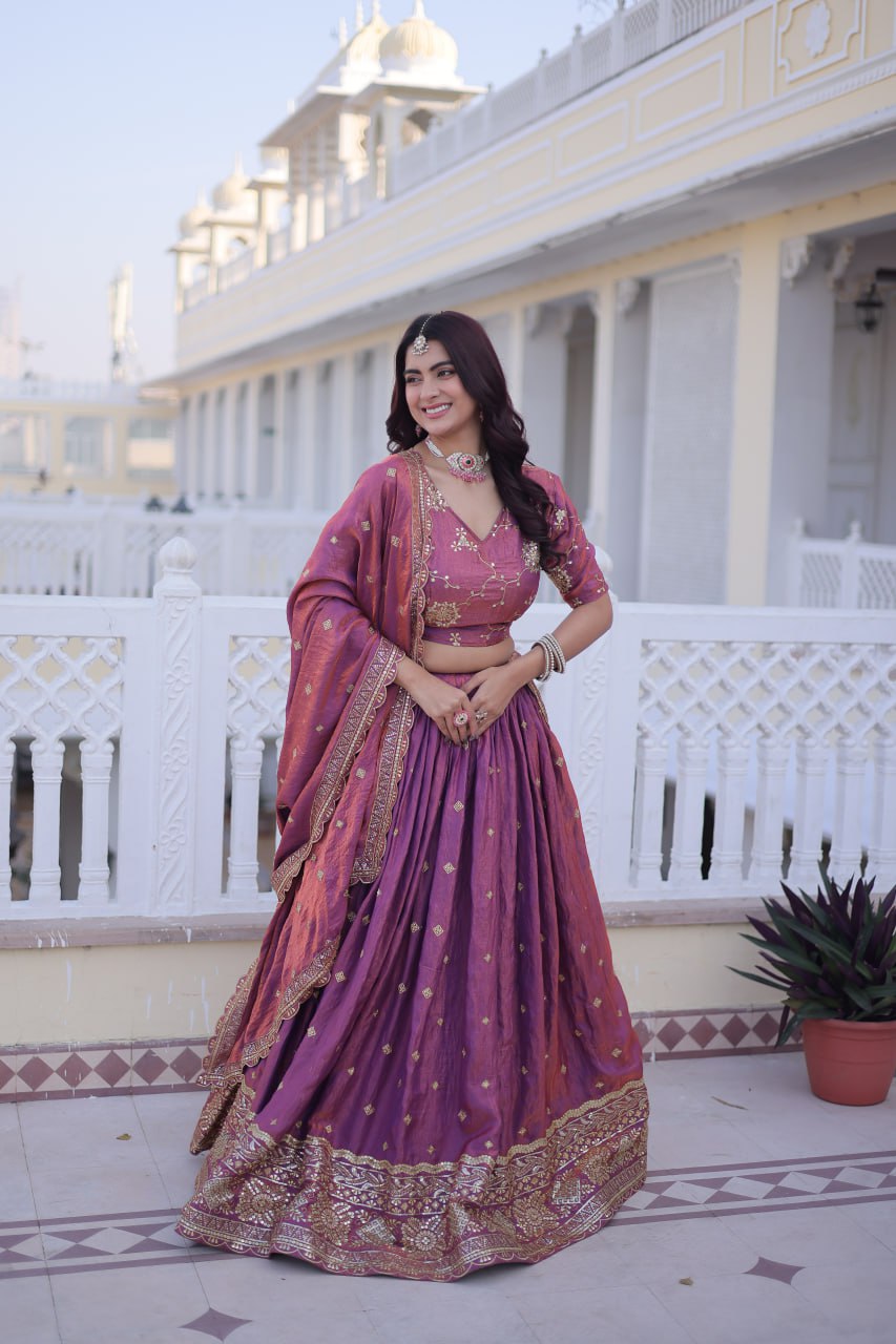 Premium YSL Silk Embroidered Lehenga Choli with Dupatta for Women