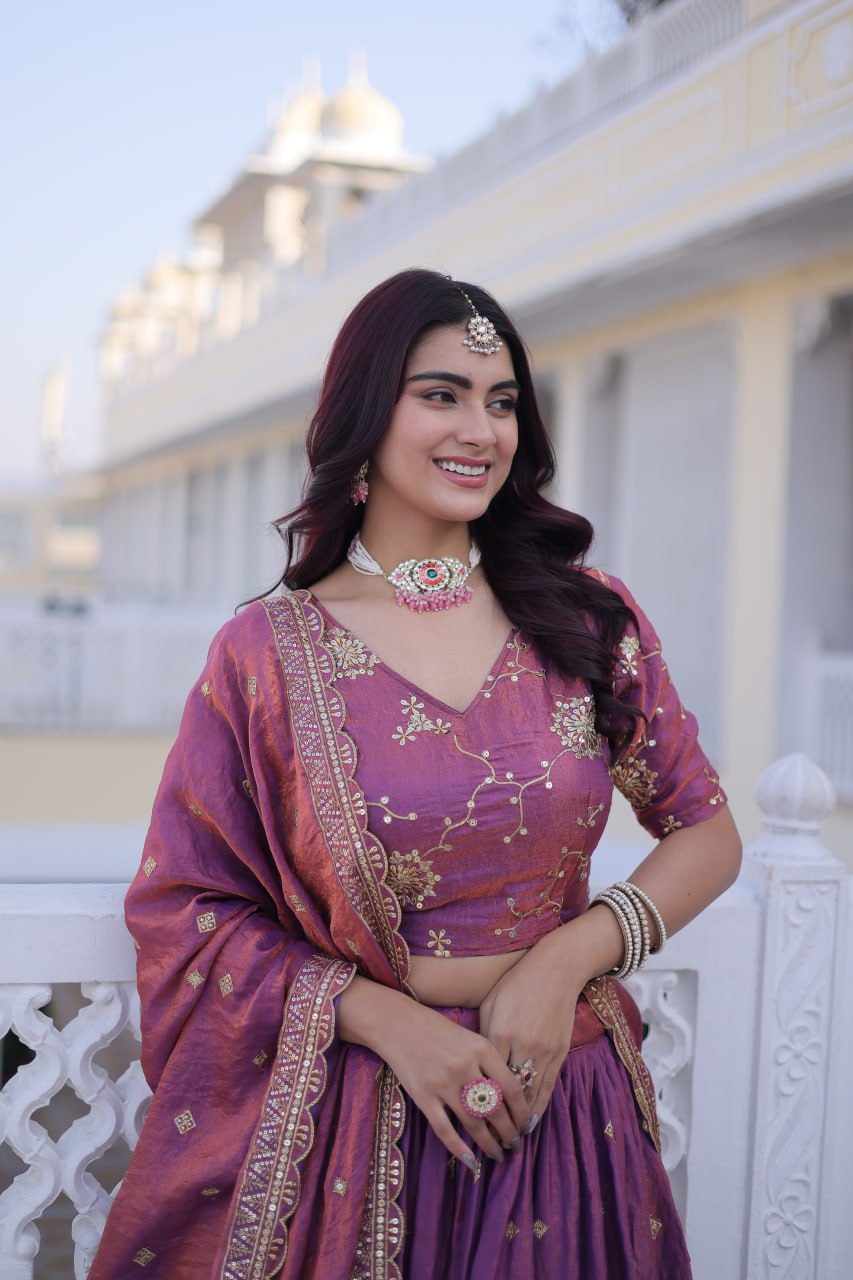 Premium YSL Silk Embroidered Lehenga Choli with Dupatta for Women