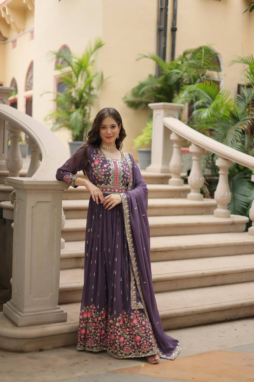 Premium Faux Georgette Embroidered Sharara Suit with Dupatta for Women
