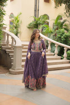 Premium Faux Georgette Embroidered Sharara Suit with Dupatta for Women