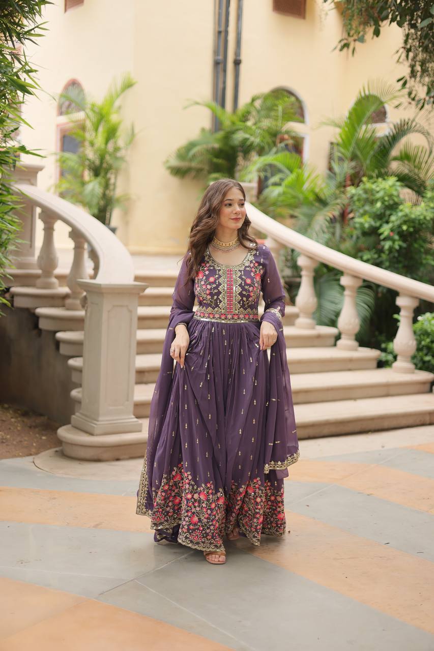 Premium Faux Georgette Embroidered Sharara Suit with Dupatta for Women