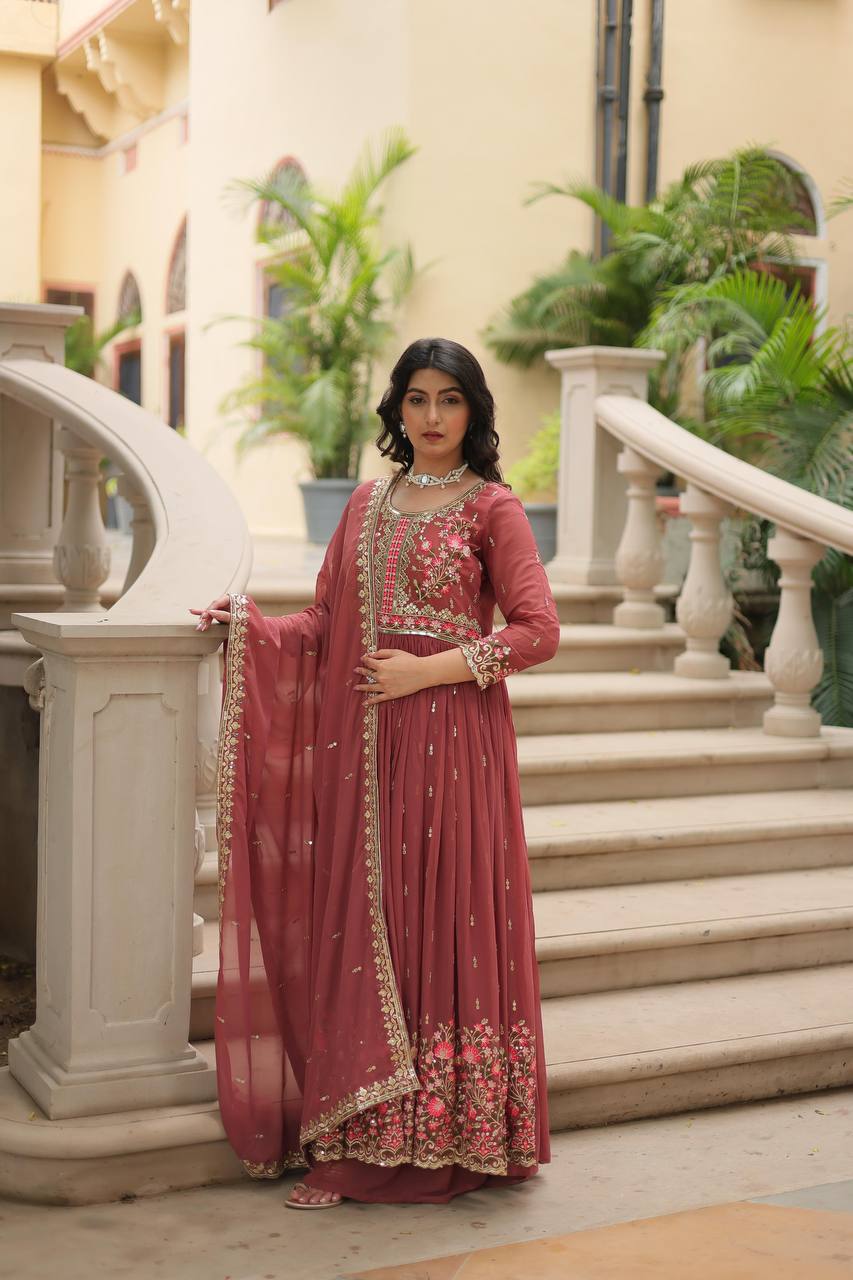Premium Faux Georgette Embroidered Sharara Suit with Dupatta for Women