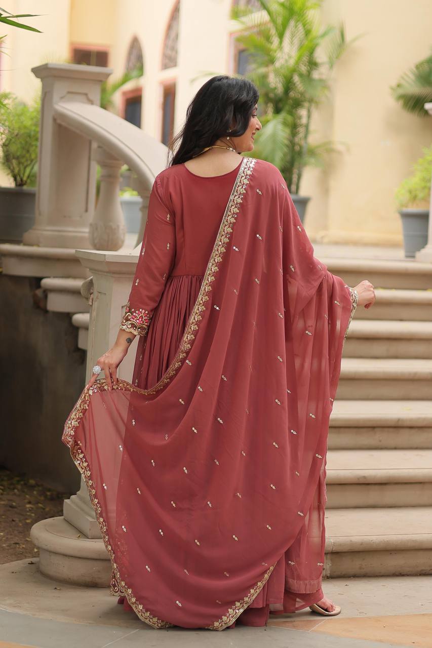 Premium Faux Georgette Embroidered Sharara Suit with Dupatta for Women