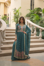 Premium Faux Georgette Embroidered Sharara Suit with Dupatta for Women