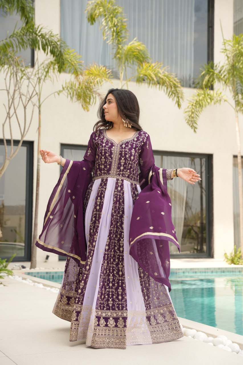 Luxury Zari Embroidered Gown with Designer Dupatta