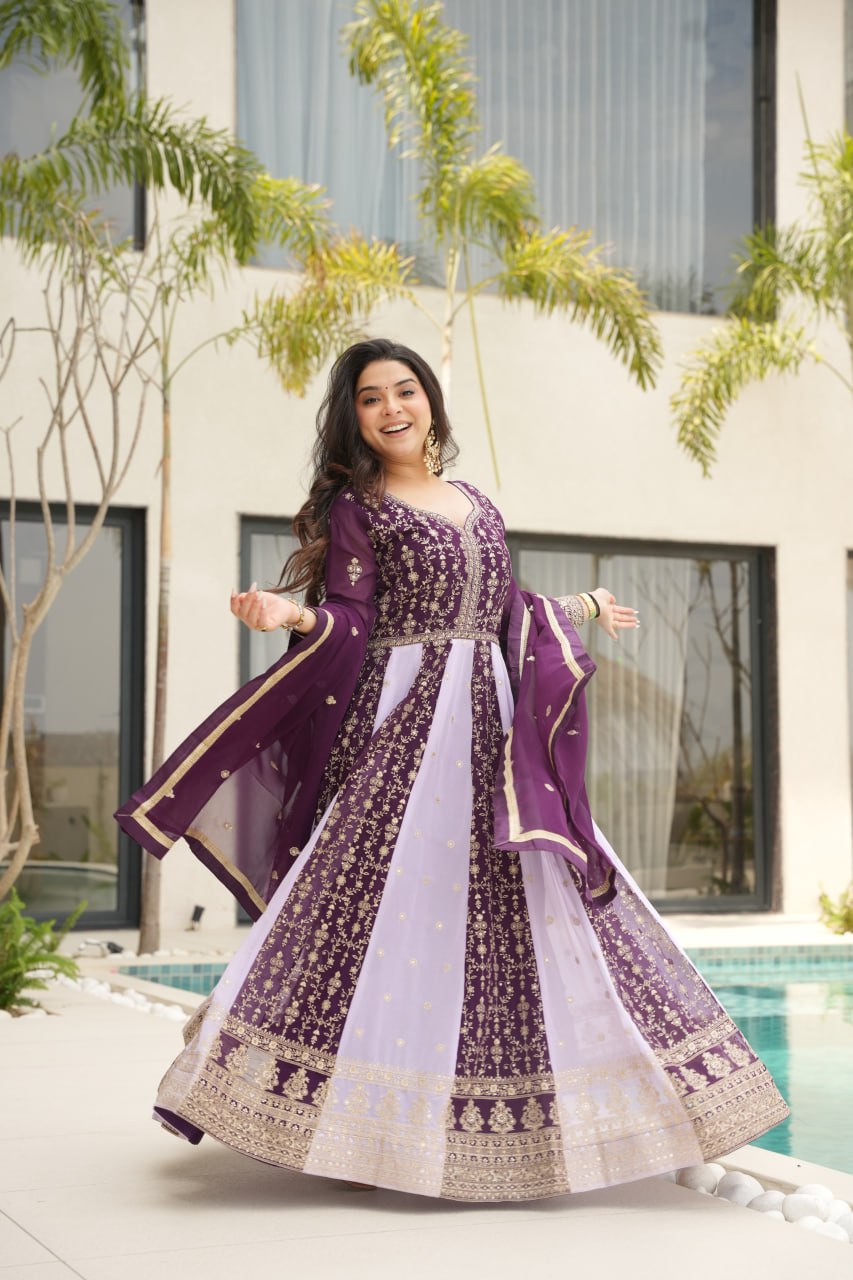 Luxury Zari Embroidered Gown with Designer Dupatta