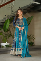 Luxury Zari Embroidered Gown with Designer Dupatta
