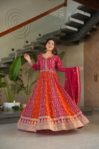 Luxury Zari Embroidered Gown with Designer Dupatta