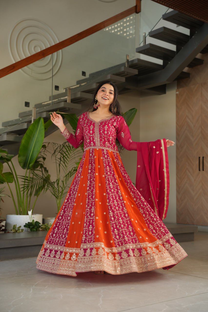 Luxury Zari Embroidered Gown with Designer Dupatta