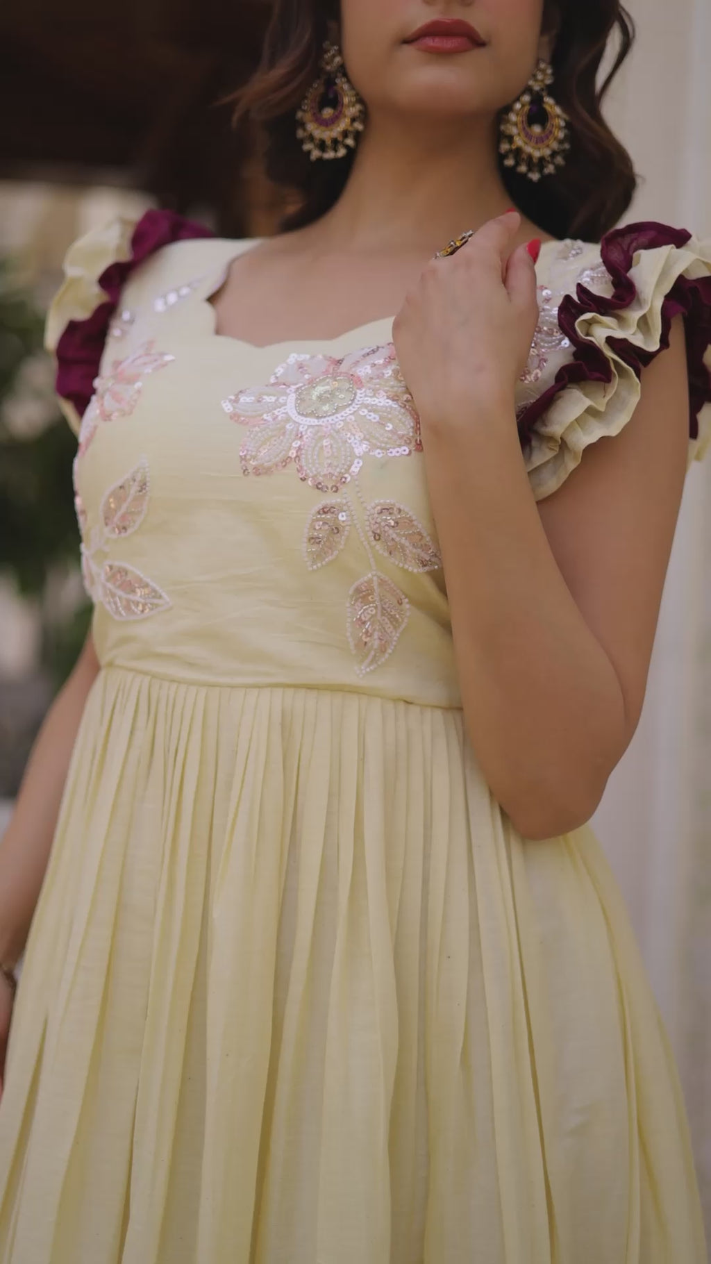 Premium Cotton Embroidered Party Wear Gown for Women