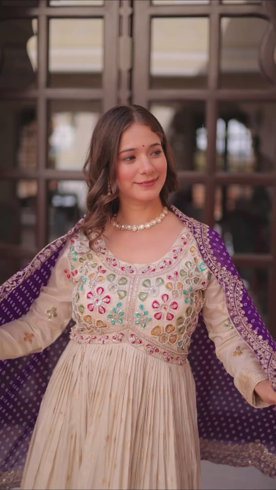 Premium Embroidered Gown with Bandhani Dupatta | Party Wear Outfit
