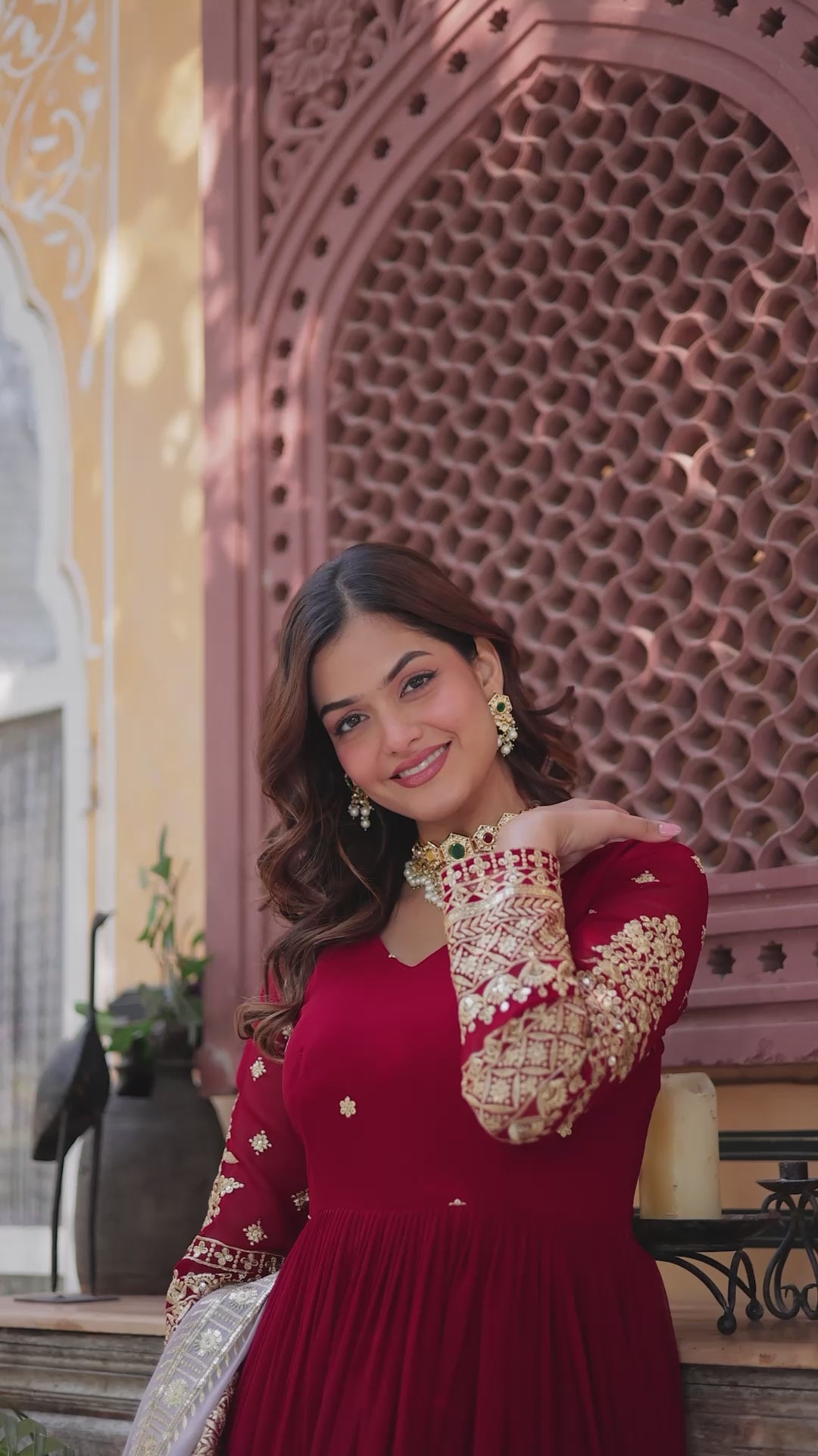 Premium Embroidered Gown with Dupatta Set - Reception Wear Outfit