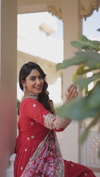 Premium Faux Georgette Embroidered Gown With Designer Dupatta