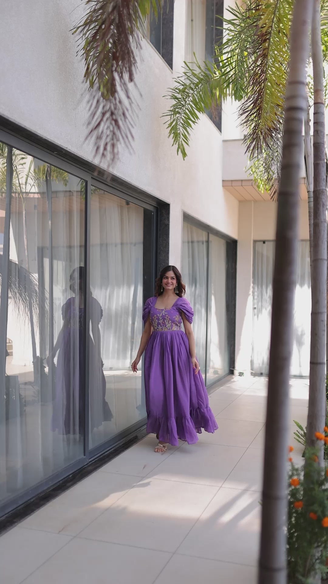 Premium Mal Chanderi Embroidered Party Wear Gown for Women