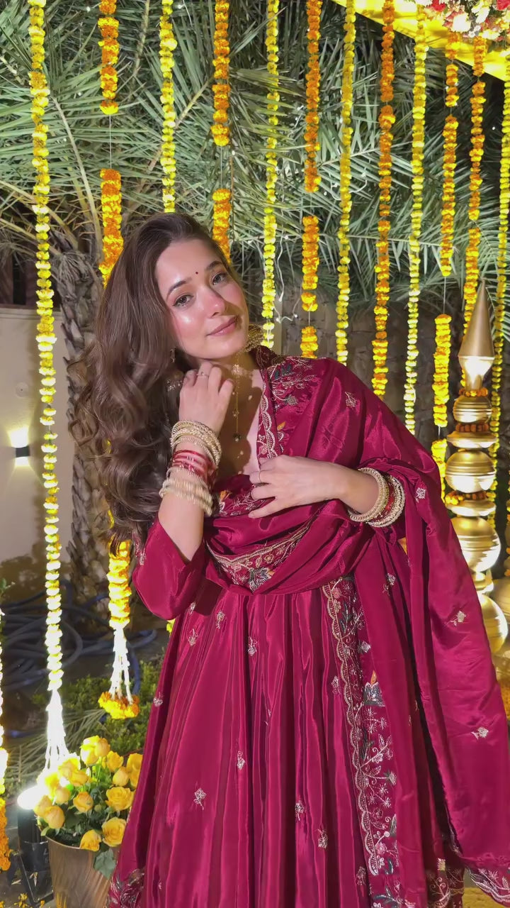Premium Designer Anarkali Set with Plazo & Dupatta